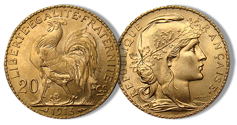 French 20 Franc Roosters (1901-1914)