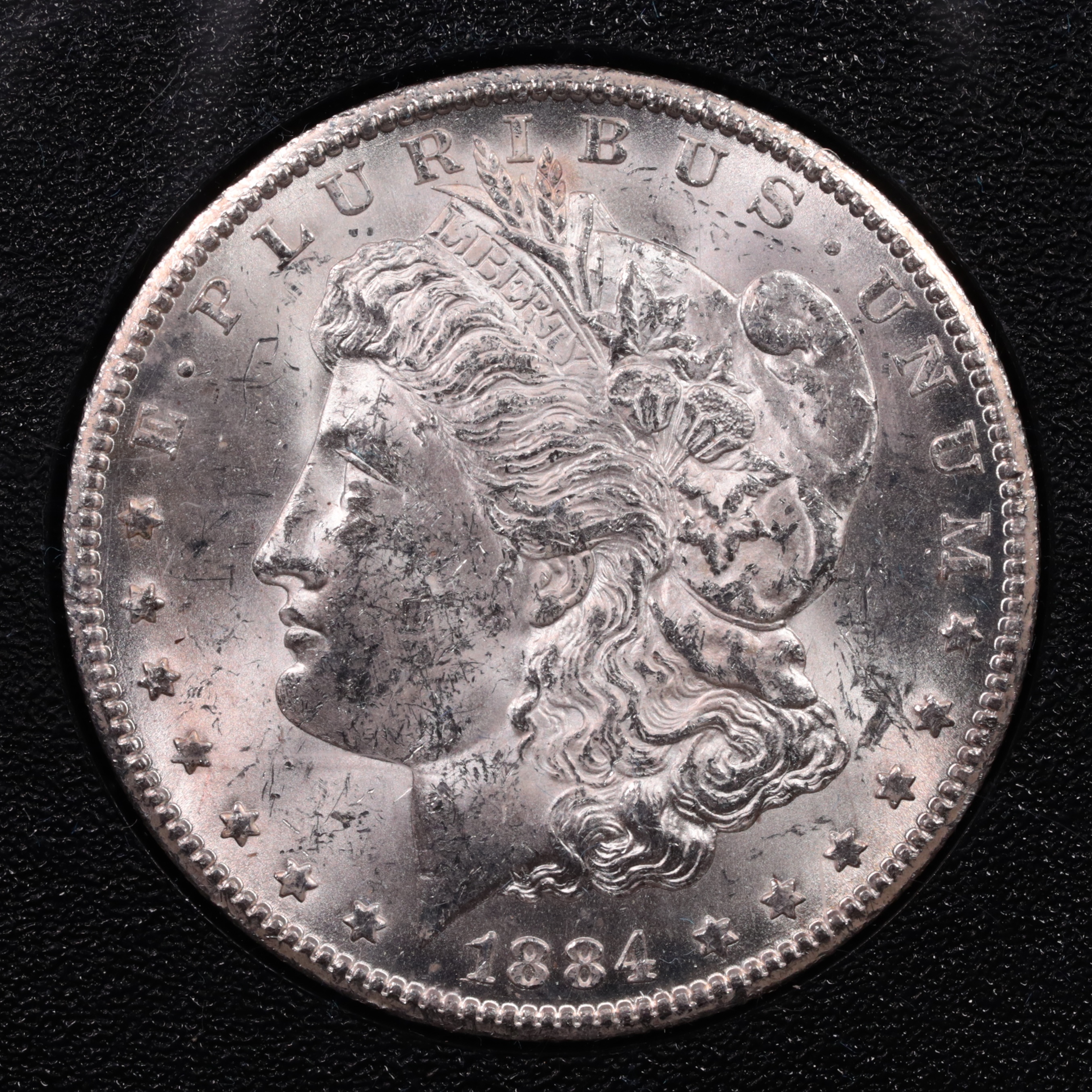 1884-CC Morgan Silver Dollar GSA Brilliant Uncirculated Obverse 1884-CC Morgan Silver Dollar GSA Brilliant Uncirculated Obverse