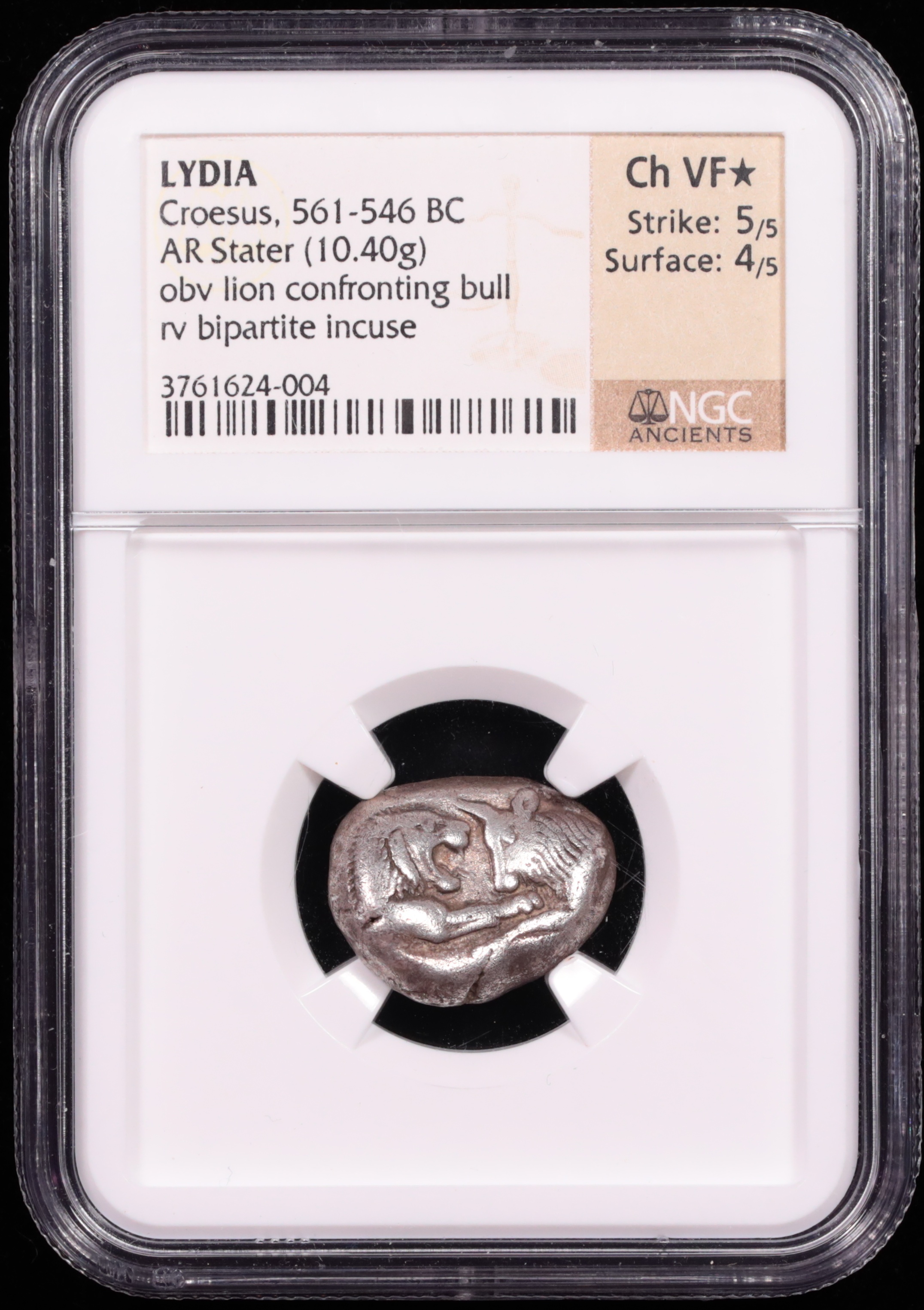 561-546 BC Lydia King Croesus Silver Stater NGC Ch VF★ 5x4