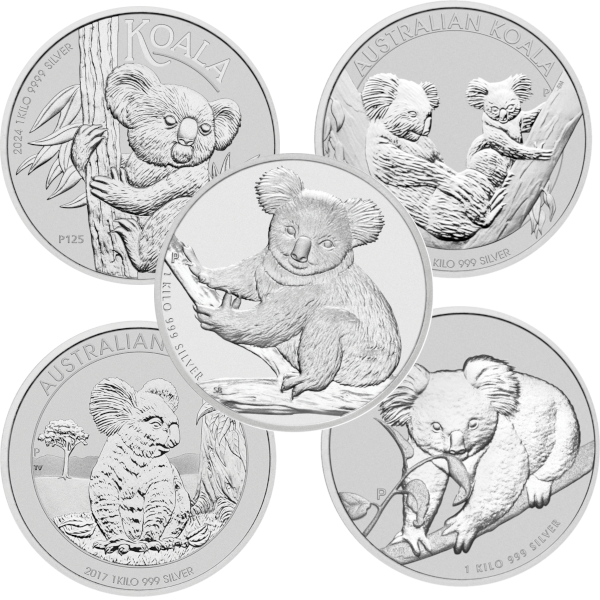 1-Kilo Australian Silver Koala Obverse Collage (Random Year) 1-Kilo Australian Silver Koala Obverse Collage (Random Year)