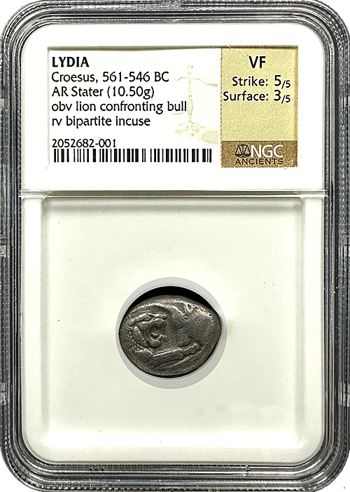 Lydia | Croesus | Silver Stater | VF 5x3 | In Holder Lydia | Croesus | Silver Stater | VF 5x3 | In Holder