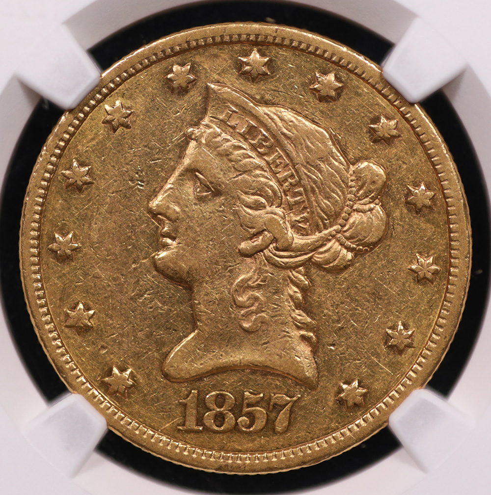 1857-S $10 Liberty Gold NGC AU-53