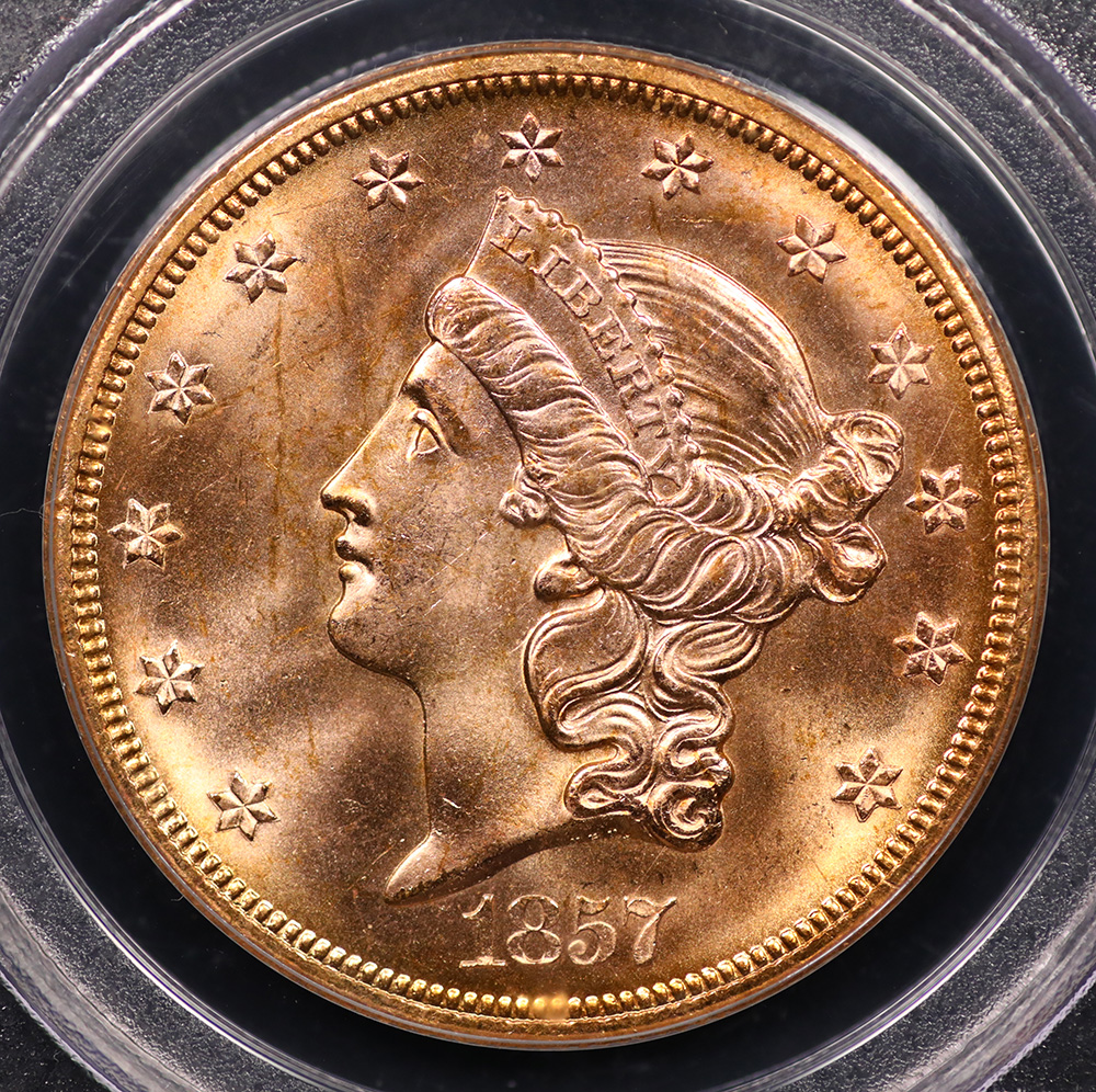 1857-S $20 Liberty Gold “SS Central America” PCGS MS-66