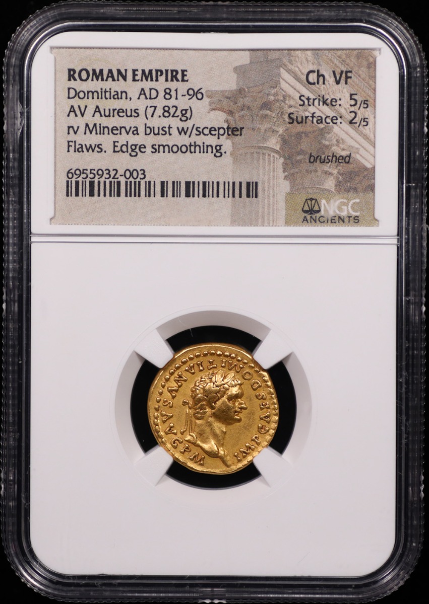 Domitian Gold Aureus (AD 81-96) NGC Choice Very Fine Domitian Gold Aureus (AD 81-96) NGC Choice Very Fine