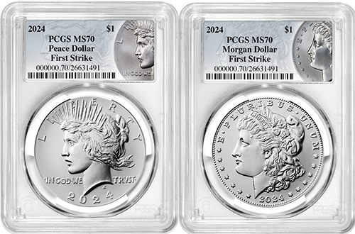 2024 | Morgan & Peace Silver Dollar |Two-Coin Set | PCGS MS-70 First Strike