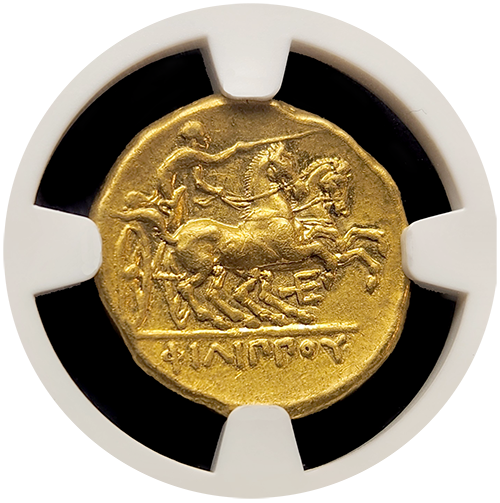 Philip II Life-EP Gold Stater AU 5x4