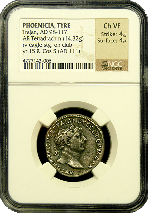 Phoenicia | Tyre | Trajan | Tetradrachm | In Holder Phoenicia | Tyre | Trajan | Tetradrachm | In Holder