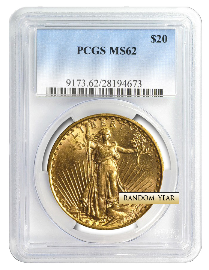 $20 Saint Gaudens Gold MS-62 Quality Obverse in Holder $20 Saint Gaudens Gold MS-62 Quality Obverse in Holder