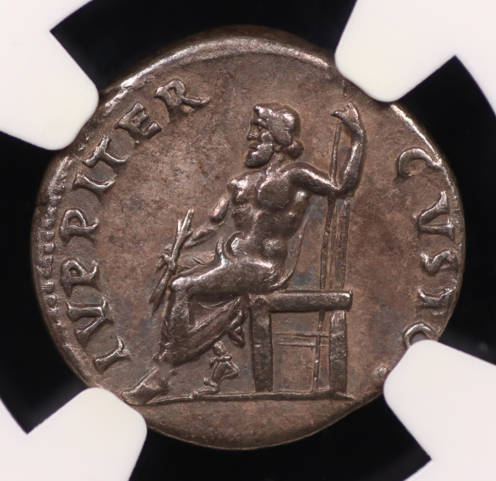 Nero Silver Denarius (AD 54-68) NGC Jupiter Reverse Choice Very Fine