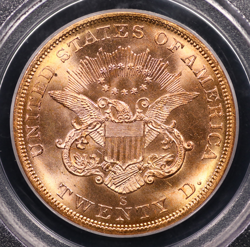 1857-S $20 Liberty Gold “SS Central America” PCGS MS-66