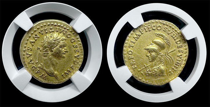 Roman | Domitian | Gold Aureus | CH-VF 5x2 | Both Sides Roman | Domitian | Gold Aureus | CH-VF 5x2 | Both Sides