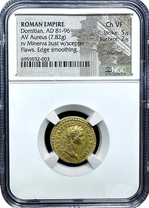 Roman | Domitian | Gold Aureus | CH-VF 5x2 | In Holder Roman | Domitian | Gold Aureus | CH-VF 5x2 | In Holder