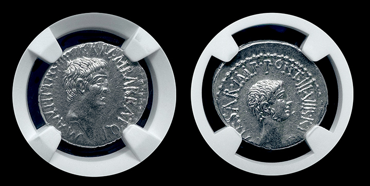 Marc Antony & Octavian | Silver Denarius | AU 4x4 | Both Sides Marc Antony & Octavian | Silver Denarius | AU 4x4 | Both Sides