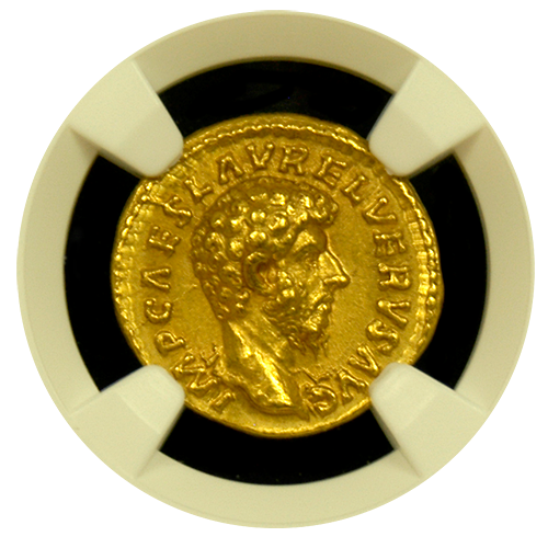 Lucius Verus | Gold Aureus | Ch-AU 5x5 | Obverse Lucius Verus | Gold Aureus | Ch-AU 5x5 | Obverse