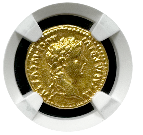 Tiberius | Gold Aureus | NGC AU 5x3 | Obverse Tiberius | Gold Aureus | NGC AU 5x3 | Obverse