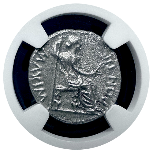 Roman Empire Tiberius Silver Denarius MS 4x2