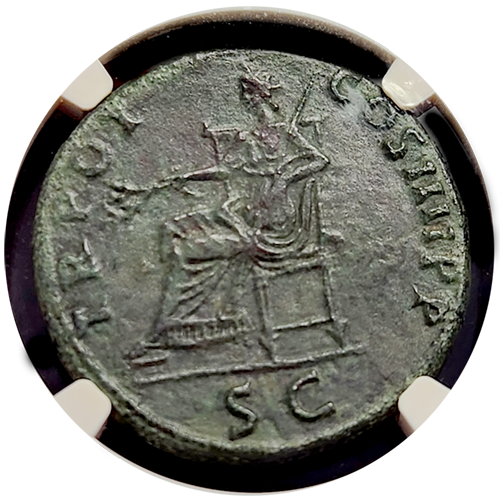 Trajan Bronze Sestertius Ch- XF 5x4