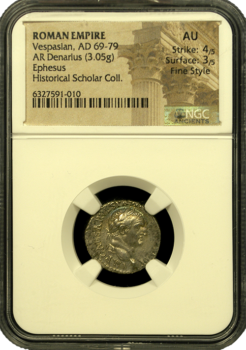 Vespasian | Denarius | AU Fine Style | In Holder Vespasian | Denarius | AU Fine Style | In Holder