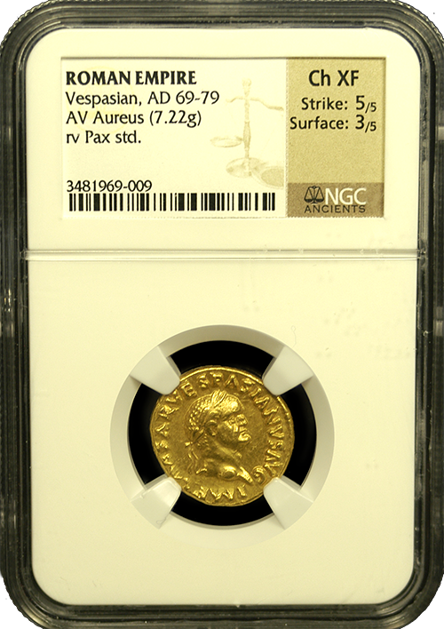 Vespasian Gold Aureus | In Holder Vespasian Gold Aureus | In Holder