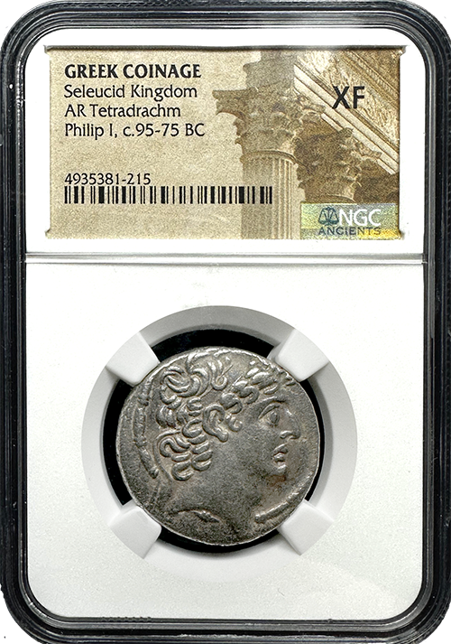 Greek Coinage | Seleucid Kingdom | Silver Tetradrachm | Philip I | In Holder Greek Coinage | Seleucid Kingdom | Silver Tetradrachm | Philip I | In Holder