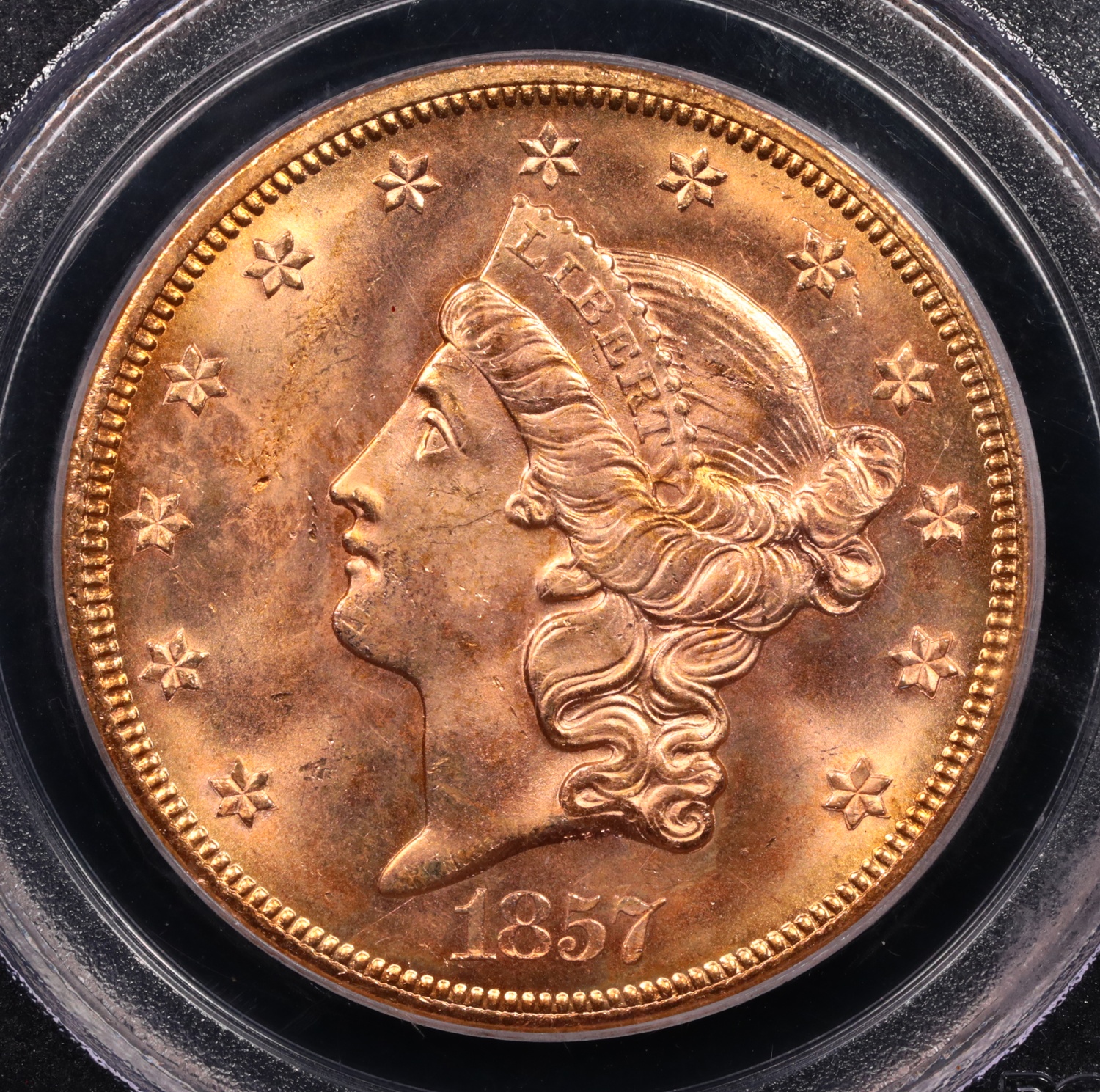 1857-S $20 Liberty Gold SS Central America Obverse Close up