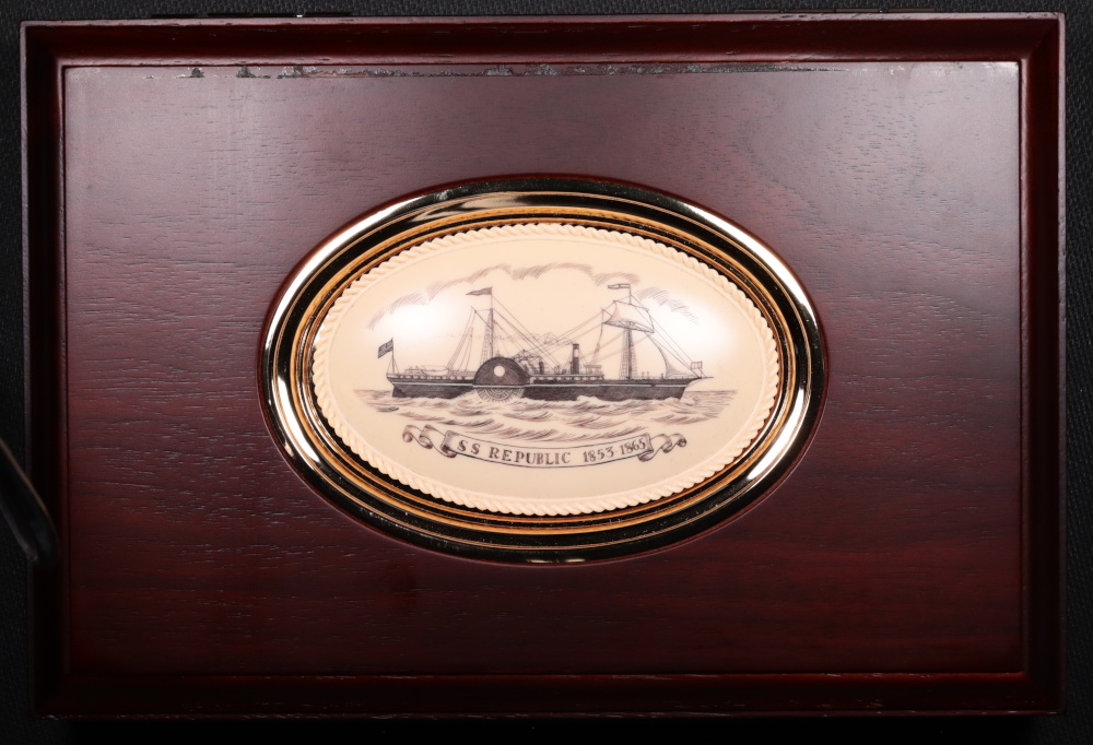 SS Republic New Orleans Mint Liberty Seated Half Dollar 3-Coin Set Display Tray with Ship Plaque