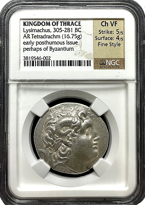 Thrace | Lysimachus | Tetradrachm | CH-VF 5x4 FS | In Holder Thrace | Lysimachus | Tetradrachm | CH-VF 5x4 FS | In Holder