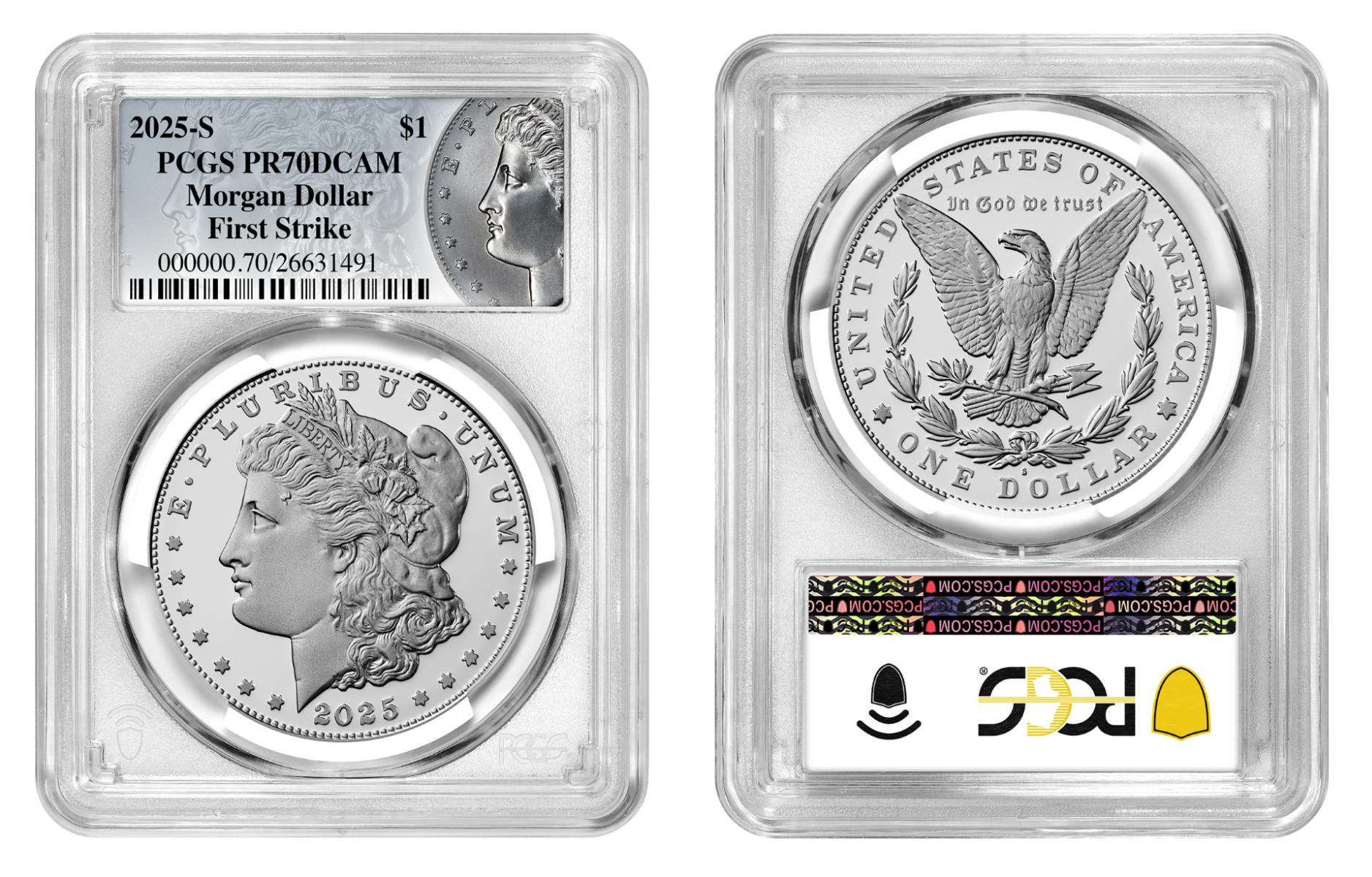 2025-S | Morgan & Peace Silver Dollar | Two-Coin Set PCGS Proof-70