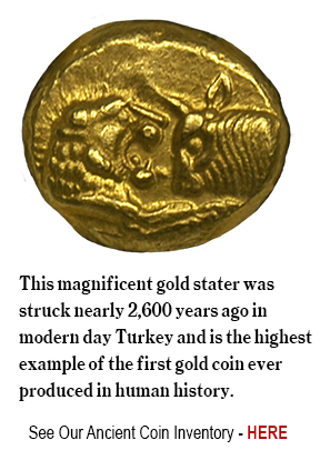 Persian coin  struck in 560 B.C. out of electrum