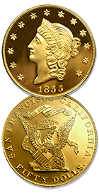 1855 Kellogg Re-Strike Liberty Coin