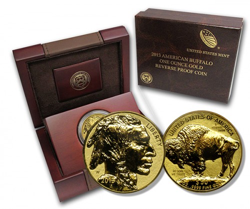 Reversed Proof Gold American Buffalo Coin with case