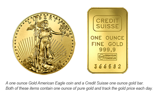 gold coin and gold bar